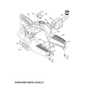 Fender And Fuel Tank Diagram and Parts List for SERIES1500  Cub Cadet Lawn Tractor